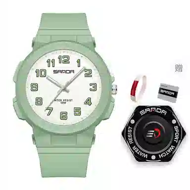 三达石英机芯户外简约男女学生同款夜光防水手表国表男女同款白色表盘