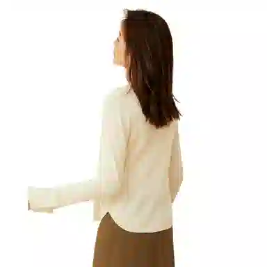 恒源祥 纯色修身羊毛衫坑条毛衣 女款