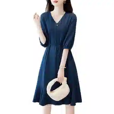 【dme】 气质显瘦收腰短袖连衣裙 女款