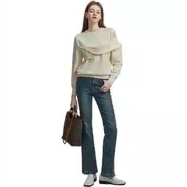 【dme】 圆领露肩不对称设计针织衫 女款 米白