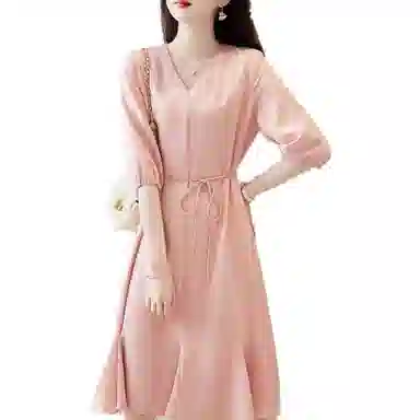 【dme】 气质显瘦收腰短袖连衣裙 女款