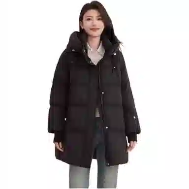 鸭鸭 连帽拉链休闲羽绒服 女