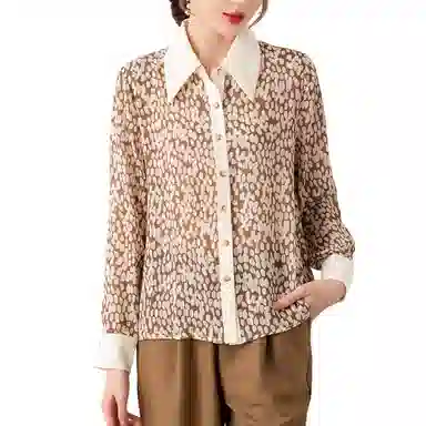 恒源祥 波点印花长袖衬衫 女款 咖色