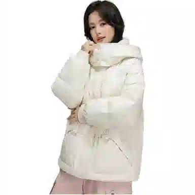 鸭鸭 纯色拉链长袖短款羽绒服 女款