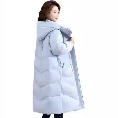 雅鹿 时尚气质纯色连帽中长款长袖羽绒服 女款