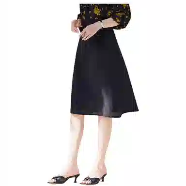 恒源祥 纯色高腰简约百搭休闲长裙 女款 黑色