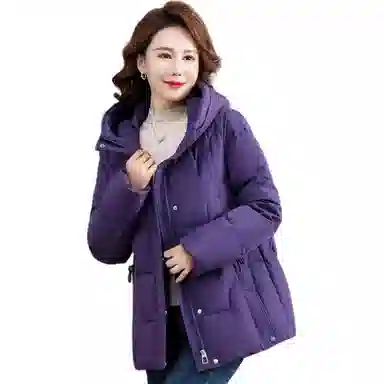 雅鹿 纯色连帽拉链百搭保暖长袖羽绒服 女款