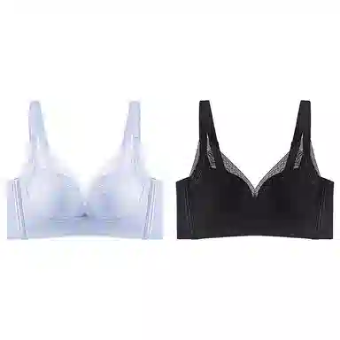 浪莎 舒适无痕无钢圈柔软亲肤轻薄透气收副乳防下垂聚拢文胸 女款 组合装