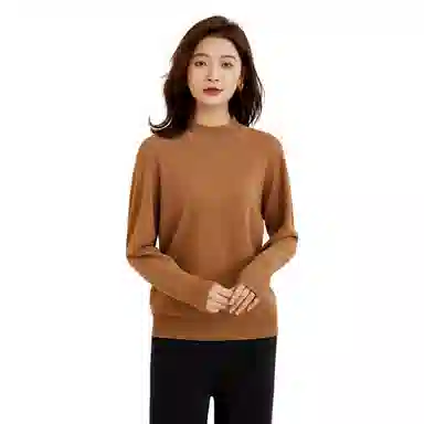 恒源祥 纯色半高领套头羊绒衫 女款