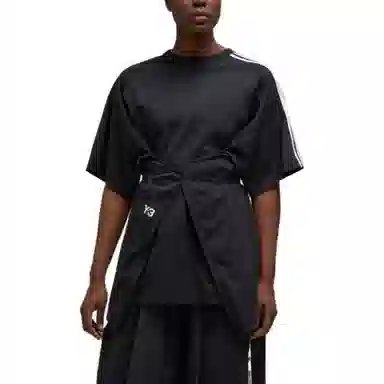 Y-3 Striped Loose Crewneck T-Shirt Black