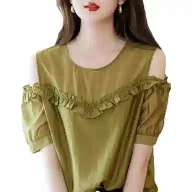 【dme】 通勤法式纯色短袖衬衫 女款