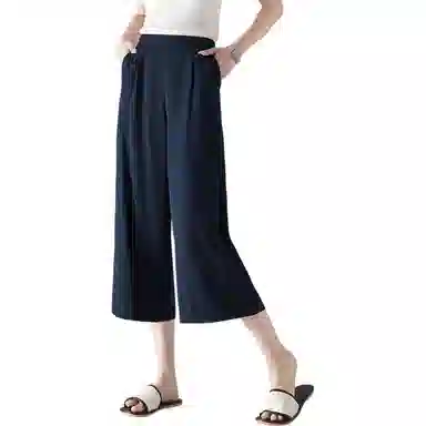 【dme】 纯色宽松中腰松紧门襟休闲裤 女款 藏青