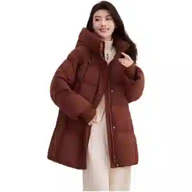 鸭鸭 连帽拉链休闲羽绒服 女