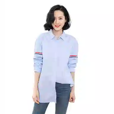 恒源祥 宽松条纹纽扣长袖衬衫 女款