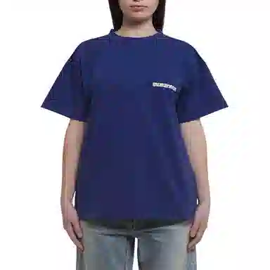 Balenciaga SS23 Logo Embroidered Tee Blue