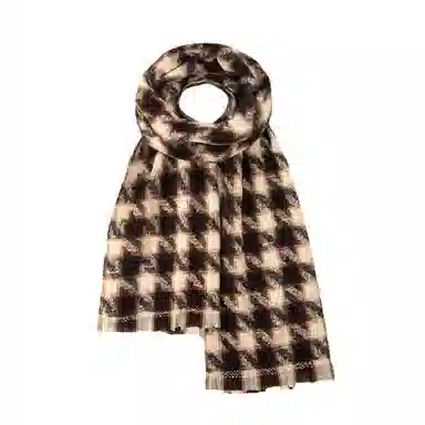 白卷 撞色气质保暖多色千鸟格子 绒线围巾 男女同款情侣款