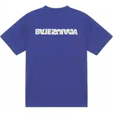 Balenciaga SS23 Logo Embroidered Tee Blue