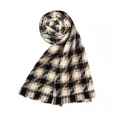 白卷 撞色气质保暖多色千鸟格子 绒线围巾 男女同款情侣款