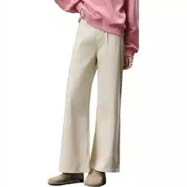 【dme】 纯色宽松拉链直筒休闲裤 女款 杏色