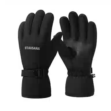 俞兆林 冬季女士滑雪玩雪防寒加绒加厚骑行保暖可触屏冬天雪山防泼水 聚酯纤维 手套 男女同款情侣款