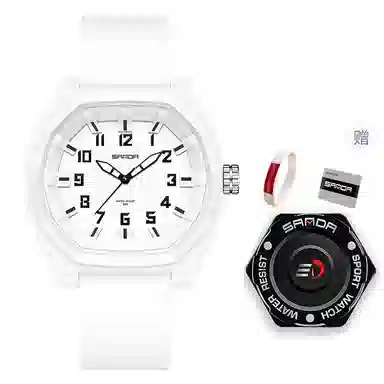 三达石英机芯指针款简约百搭潮流休闲防水夜光学生男女同款白色表盘国表