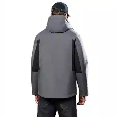 鸭鸭 鹅绒三合一系列 纯色山系户外远足防风防水保暖短款连帽登山羽绒服 男款