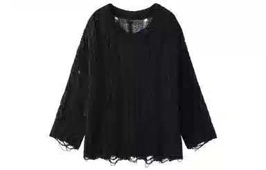 东鲸岁时记 宽松落肩袖纯色长袖针织衫 男女同款 黑色