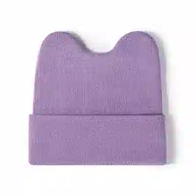 啄木鸟 秋冬可爱兔耳朵单色户外保暖学生无檐小便帽 腈纶 绒线帽 女款