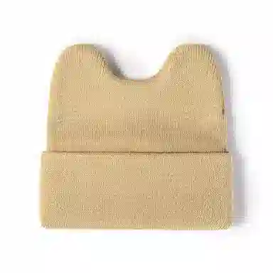 啄木鸟 秋冬可爱兔耳朵单色户外保暖学生无檐小便帽 腈纶 绒线帽 女款