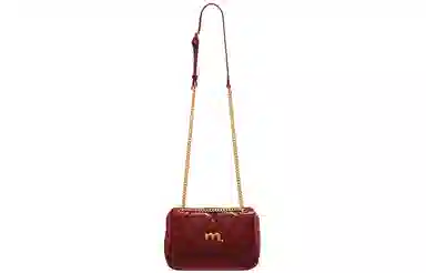 妙迪 时尚休闲纯色 牛皮 单肩包 女款 勃艮第红