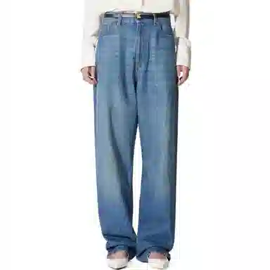Valentino FW22 Washed Straight Jeans Blue