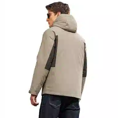 鸭鸭 鹅绒三合一系列 纯色山系户外远足防风防水保暖短款连帽登山羽绒服 男款