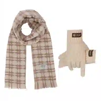 匹克 秋冬英伦风经典美拉德色系 绒线围巾 男女同款情侣款