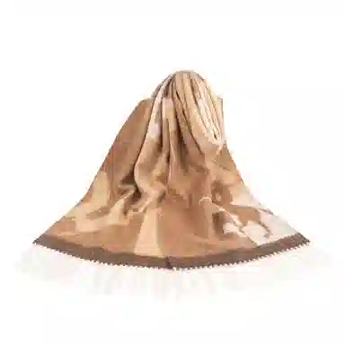 上海故事 轻奢优雅粗纺提花披肩 山羊绒 绒线围巾 女款