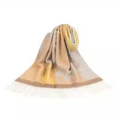 上海故事 轻奢优雅粗纺提花披肩 山羊绒 绒线围巾 女款