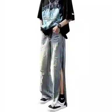 MGXEK Vintage Distressed Jeans Blue