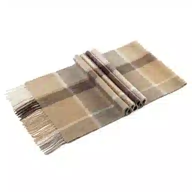 上海故事 商务 暗红条纹暖冬格子围脖 山羊绒 绒线围巾 男款