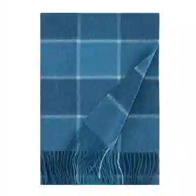 上海故事 商务 暗红条纹暖冬格子围脖 山羊绒 绒线围巾 男款