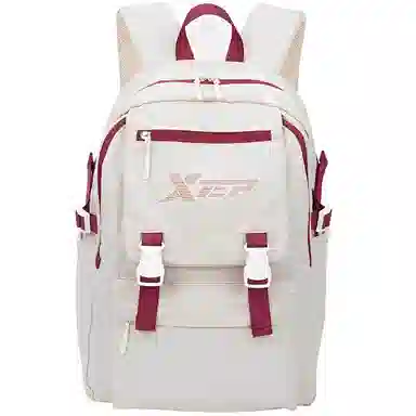 特步 大容量旅行初中高中大学生上课通勤轻便防泼水 织物 电脑包双肩包 常规 男女同款情侣款 白色