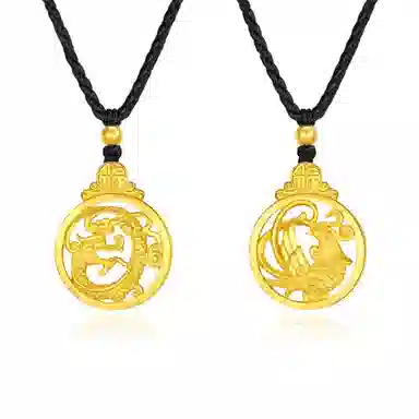 谧月珠宝 龙凤呈祥 新中式国潮国风古法传承本命年创意设计 久不掉色转运珠复古时尚日常百搭饰品 合金 吊坠 男女同款情侣款