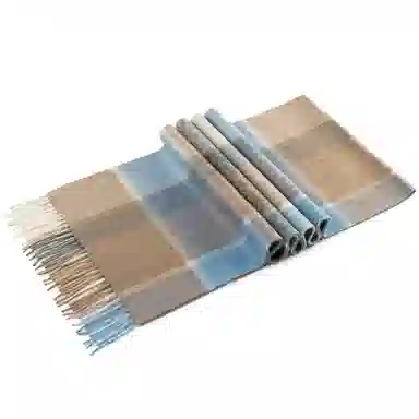 上海故事 商务 暗红条纹暖冬格子围脖 山羊绒 绒线围巾 男款