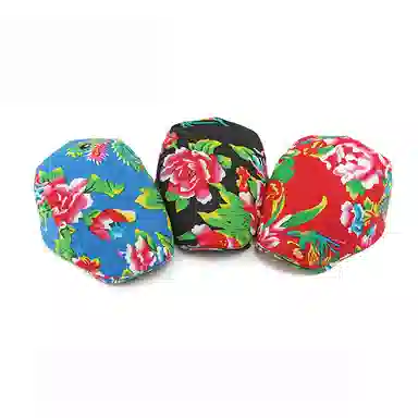 啄木鸟 东北大花布帽子女英伦复古个性民族风休闲前进帽 棉涤 贝雷帽 男女同款情侣款