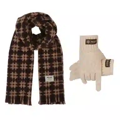 匹克 秋冬英伦风经典美拉德色系 绒线围巾 男女同款情侣款