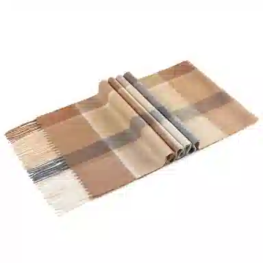 上海故事 商务 暗红条纹暖冬格子围脖 山羊绒 绒线围巾 男款