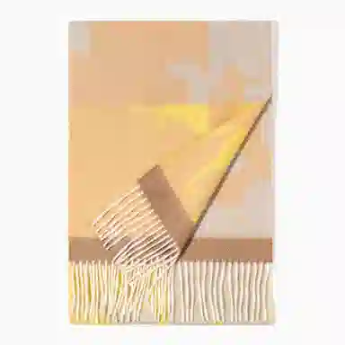 上海故事 轻奢优雅粗纺提花披肩 山羊绒 绒线围巾 女款