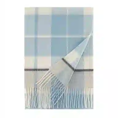 上海故事 商务 暗红条纹暖冬格子围脖 山羊绒 绒线围巾 男款