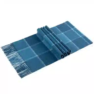 上海故事 商务 暗红条纹暖冬格子围脖 山羊绒 绒线围巾 男款