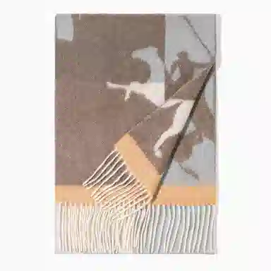 上海故事 轻奢优雅粗纺提花披肩 山羊绒 绒线围巾 女款