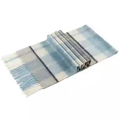 上海故事 商务 暗红条纹暖冬格子围脖 山羊绒 绒线围巾 男款