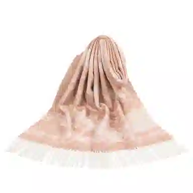 上海故事 轻奢优雅粗纺提花披肩 山羊绒 绒线围巾 女款